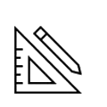 An icon depicting a triangle ruler and a pencil, representing home design or drafting.