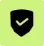 Green icon showing a shield with a checkmark, representing license, insurance, and quality guarantee.