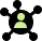 Icon showing a person silhouette connected to multiple nodes, representing a contractor network, project coordination, or client communication.